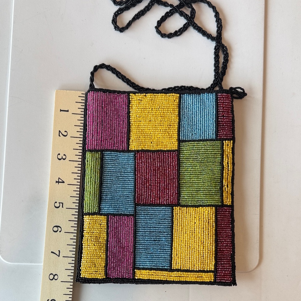 Hand-Beaded Multicolor Patchwork Crossbody Bag - image 3